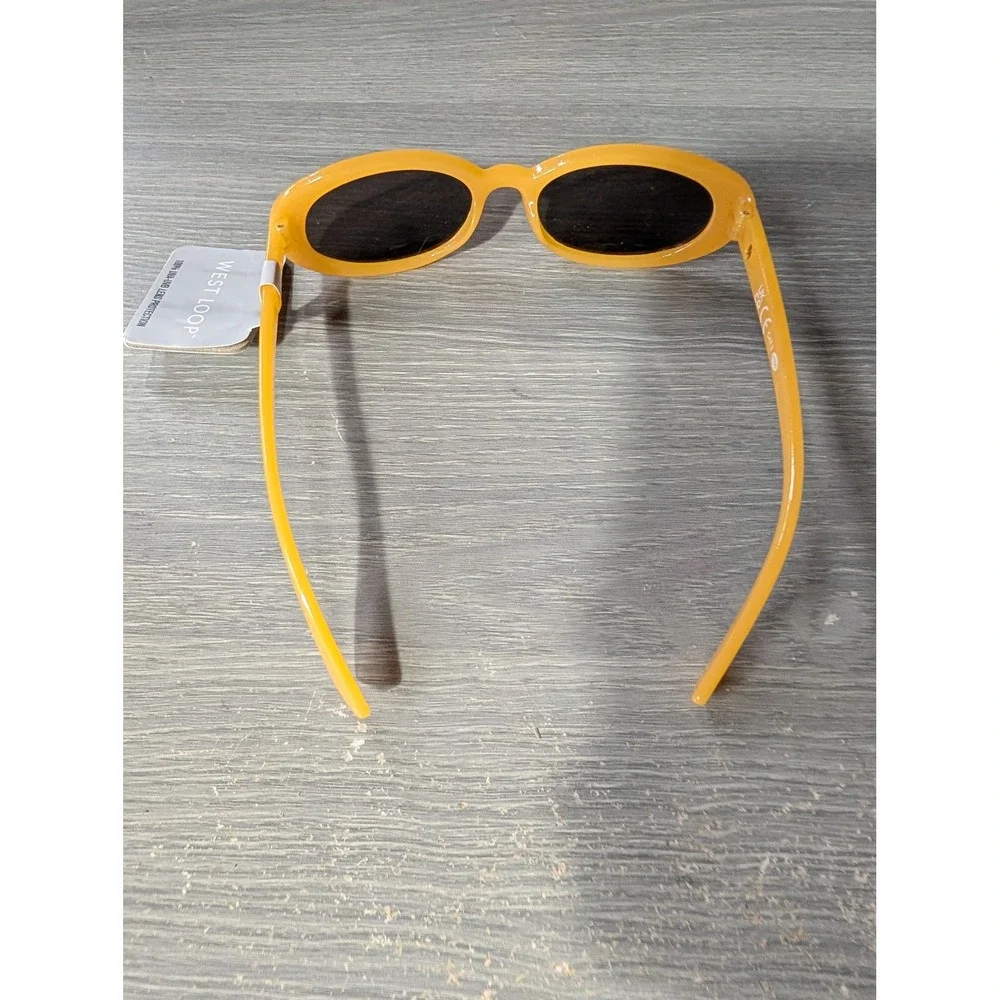 West Loop Women Yellow Oval Sunglasses 90s Retro Style UVA UVB Protection NEW